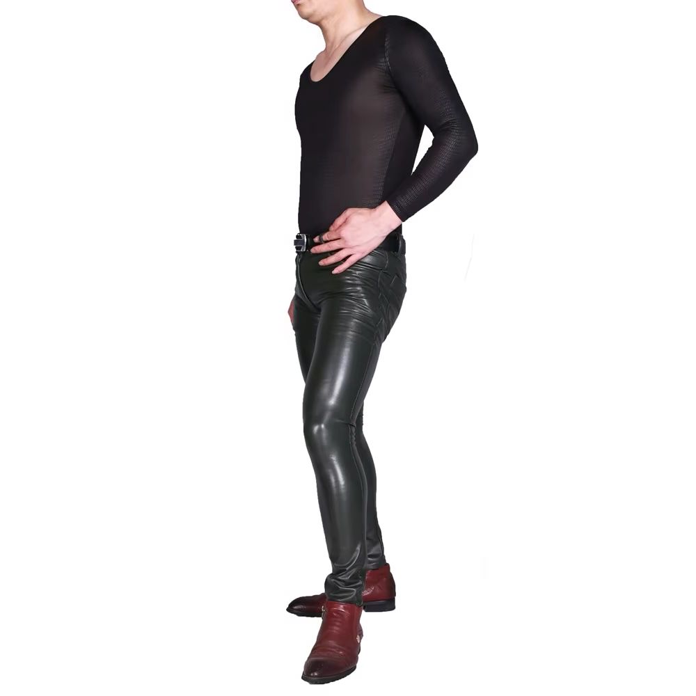 Pantalones Punk de piel sintét - Motorcycle Gear Mens reseña y precio